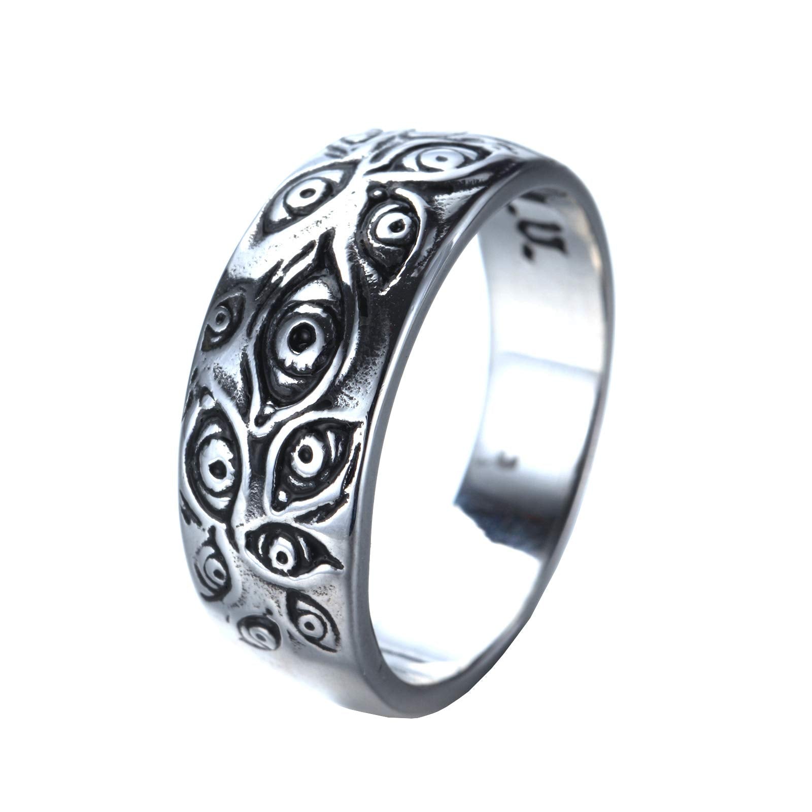 Lunchbox. Eye of God Ring Black Gold Silver Tone