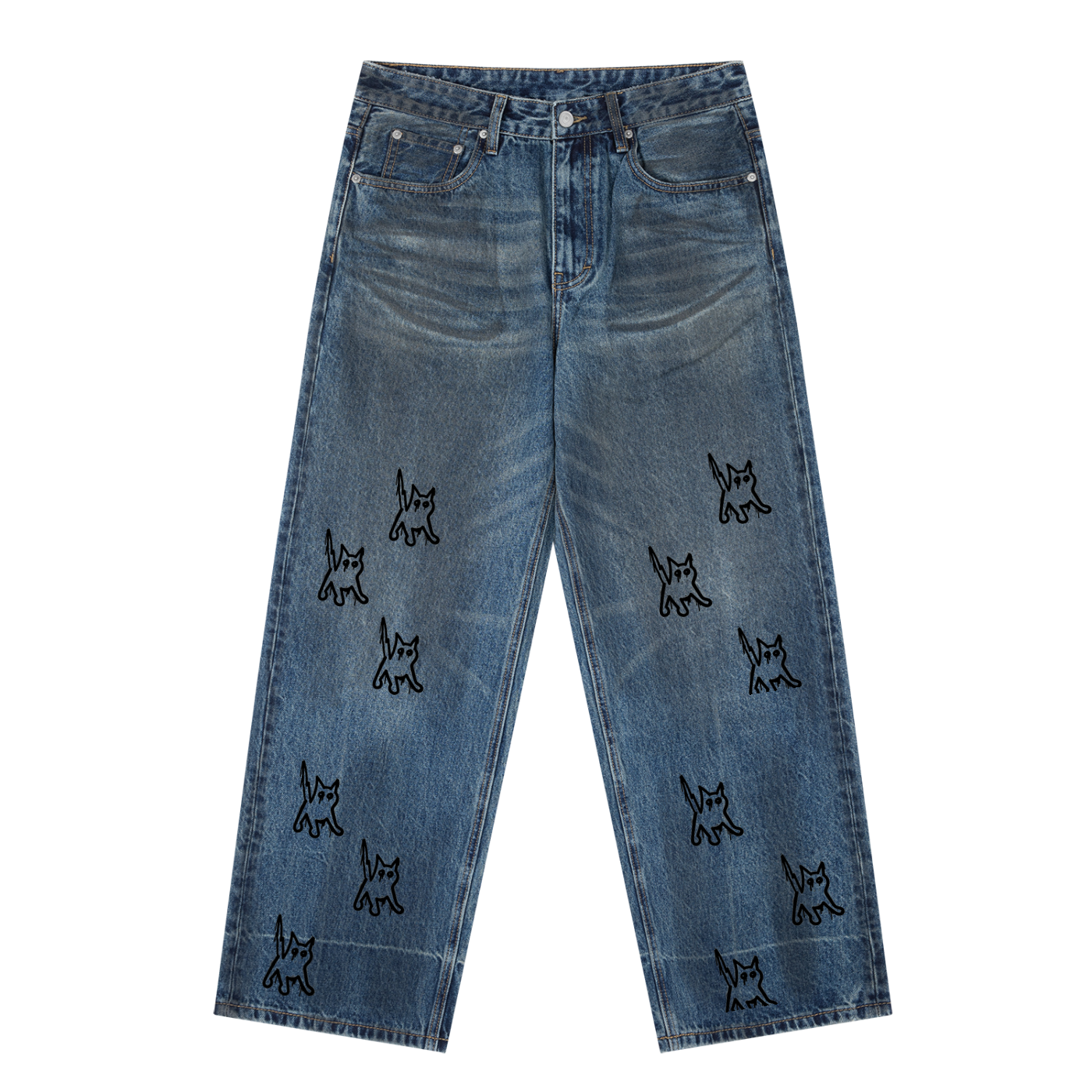 Lunchbox. Vintage Wash Baggy Denim Jeans
