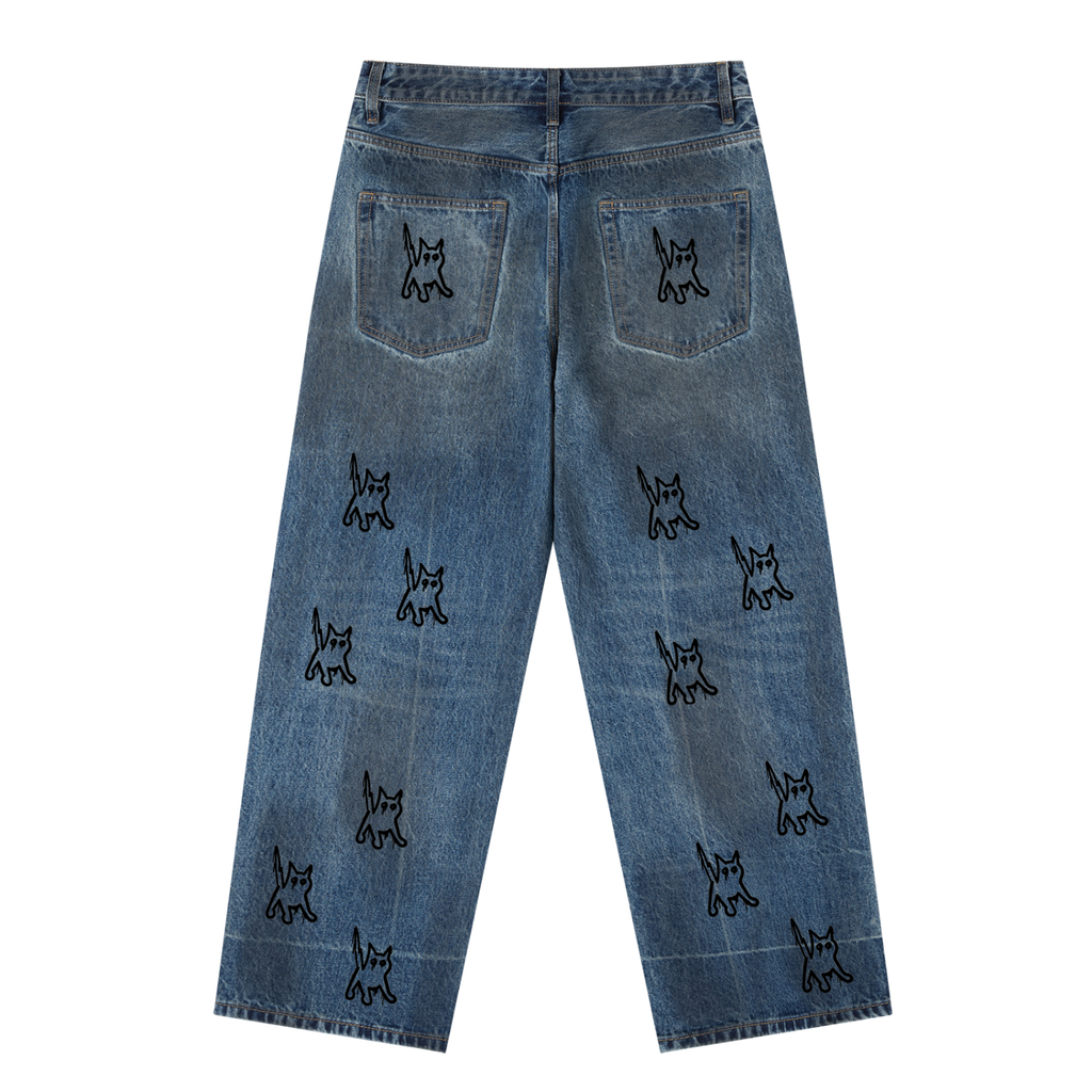 Lunchbox. Vintage Wash Baggy Denim Jeans
