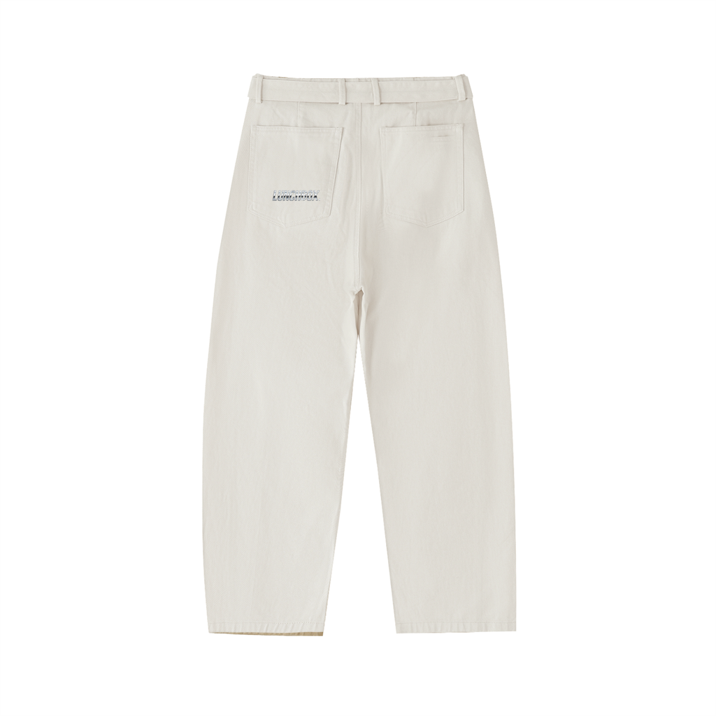 Belted Barrel-leg Chino Pants